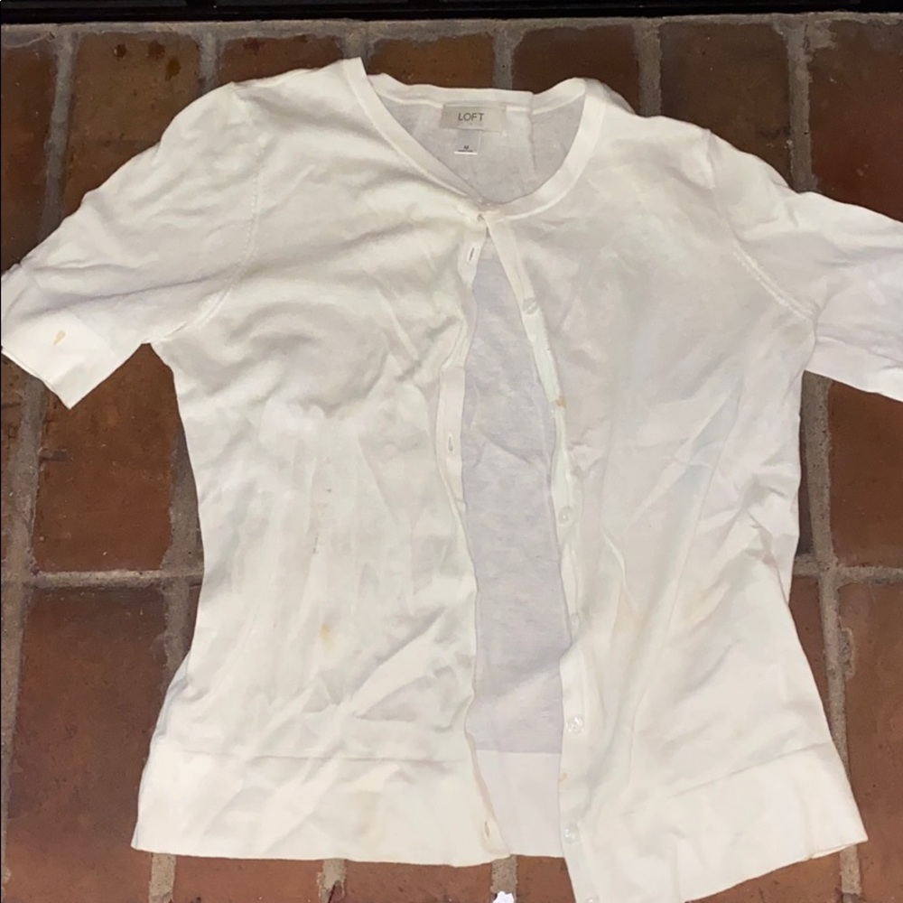 White cardigan sweater